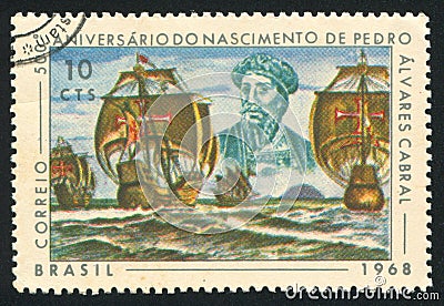 Pedro Alvares Cabral and his Fleet Editorial Stock Photo
