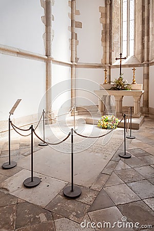 Pedro Alvares Cabral tomb, the navigator discoverer of Brazil, in Santo Agostinho da Graca church. Editorial Stock Photo