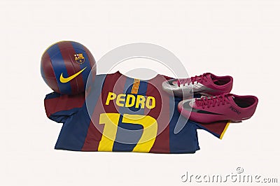 Pedro: Barcelona team jersey, Camp Nou, FC Barcelona Editorial Stock Photo