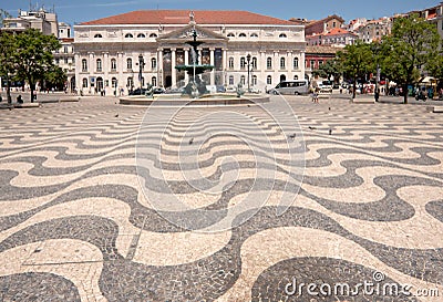 Pedro IV Square, Lisbon, Portugal Editorial Stock Photo