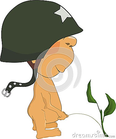 Pee boy in a helmet Vector Illustration