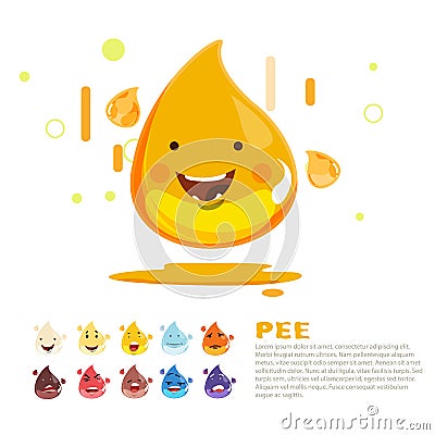 Pee character and colour level. infographic - Cartoon Illustration