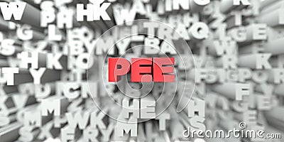 PEE - Red text on typography background - 3D rendered royalty free stock image Stock Photo