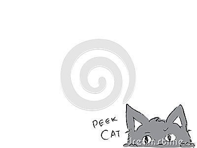 Peek black cat with empty space.black and white background. Vector Illustration