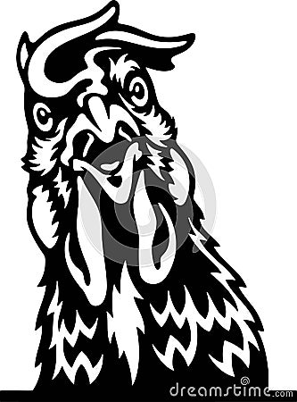 Peeking chicken - Funny Farm Animals peeking out - face head isolated on white Vector Illustration