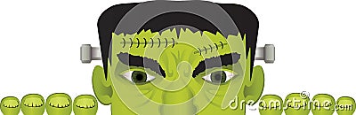 Peeking Frankenstein Header Illustration Vector Illustration