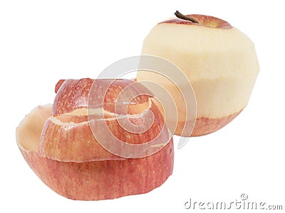 Peeled apple on white background Stock Photo