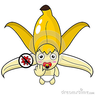Peeled baby banana Vector Illustration