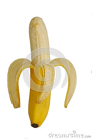 Peeled banana Stock Photo