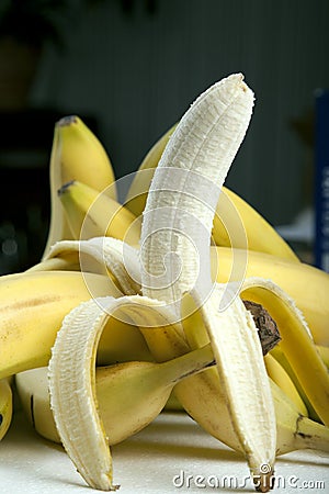 Peeled banana Stock Photo