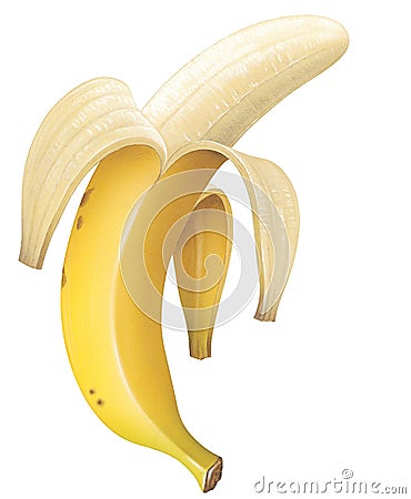 Peeled Banana Cartoon Illustration