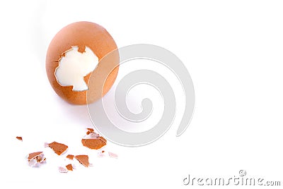 Peeled boiled brown egg isolated on white Stock Photo