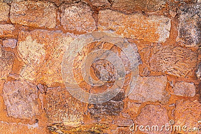 Peeled brick wall, clay brick and old texture Stock Photo