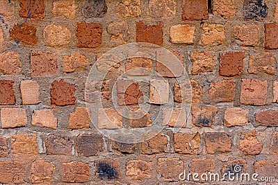 Peeled brick wall, clay brick and old texture Stock Photo