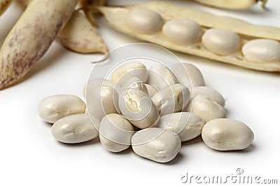 Peeled fresh white coco beans close up Stock Photo