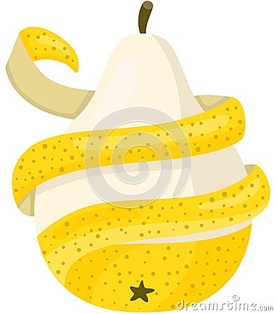 Peeled half fresh yellow pear Vector Illustration