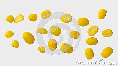 Peeled mung beans on gray color background and clipping path. Stock Photo