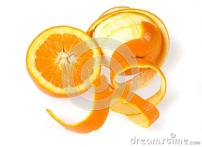Peeled orange isolated on white Stock Photo