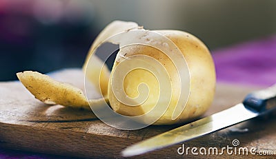 Peeled potato Stock Photo