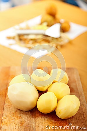 Peeled potatoes Stock Photo