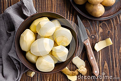 Peeled potatoes Stock Photo