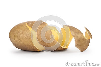 Peeled potatoes with the skin Stock Photo