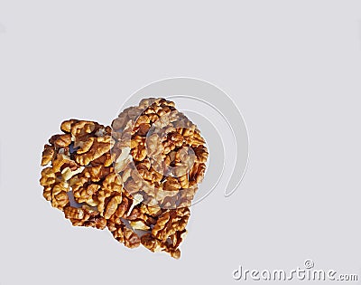 Peeled wallnuts heart Stock Photo