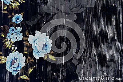 Peeled wooden texture with shabby chic vintage roses Stock Photo