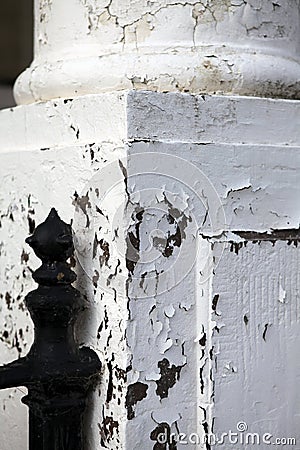 Peeling paint coloumn disrepair Stock Photo