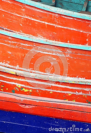 Peeling paint on rusted wood surface Stock Photo