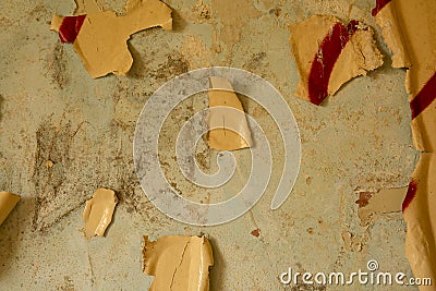 Peeling paint from wall from decades of abandonment. Abstract rough textures Stock Photo