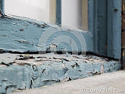 Peeling paint on window sill Stock Photo