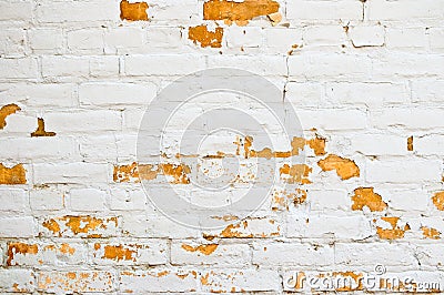 Peeling white painted brick Stock Photo