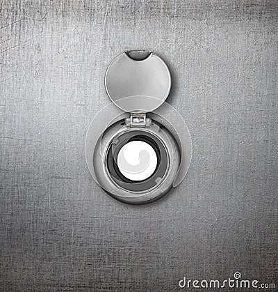 Peephole or peep hole in metal door Stock Photo