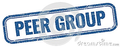 PEER GROUP text on blue grungy vintage stamp Stock Photo