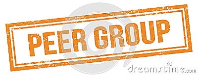 PEER GROUP text on orange grungy vintage stamp Stock Photo