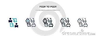 Peer to peer icon in different style vector illustration. two colored and black peer to vector icons designed in filled, outline, Vector Illustration