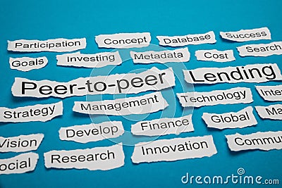 Peer-to-peer And Lending Text On Piece Of Torn Paper Stock Photo