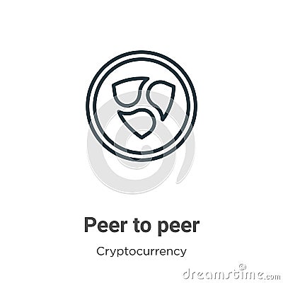 Peer to peer outline vector icon. Thin line black peer to peer icon, flat vector simple element illustration from editable Vector Illustration