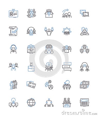 Peer-to-Peer line icons collection. Decentralized, Sharing, Nerk, Collaboration, Trustless, Blockchain, Cryptography Vector Illustration