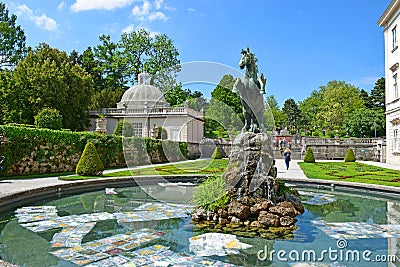 Pegasus, fountain in front of Mirabell Palace, Salzburg, Austria Editorial Stock Photo