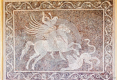 Pegasus Lion Mosaic Rhodes Greece Stock Photo