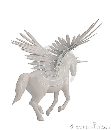 Pegasus majestic mythical greek winged horse isolated on white background. 3D illustration Cartoon Illustration