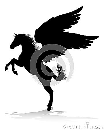 Pegasus Silhouette Mythological Winged Horse Vector Illustration