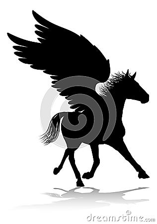 Pegasus Silhouette Mythological Winged Horse Vector Illustration