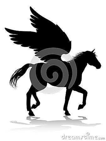 Pegasus Silhouette Mythological Winged Horse Vector Illustration