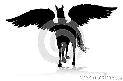 Pegasus Silhouette Mythological Winged Horse Vector Illustration