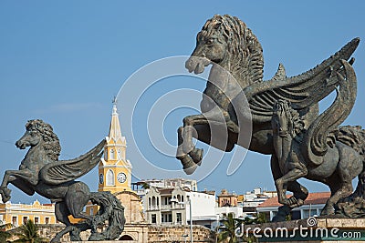 Pegasus Statues in Cartagena Stock Photo