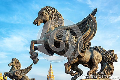 Pegasus Statues Closeup Stock Photo