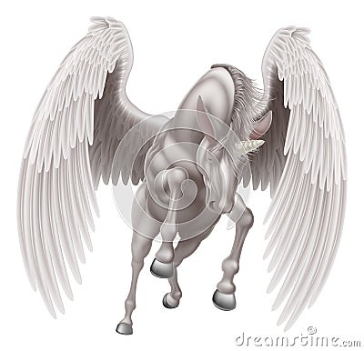 Pegasus Unicorn Winged Horned Horse Vector Illustration